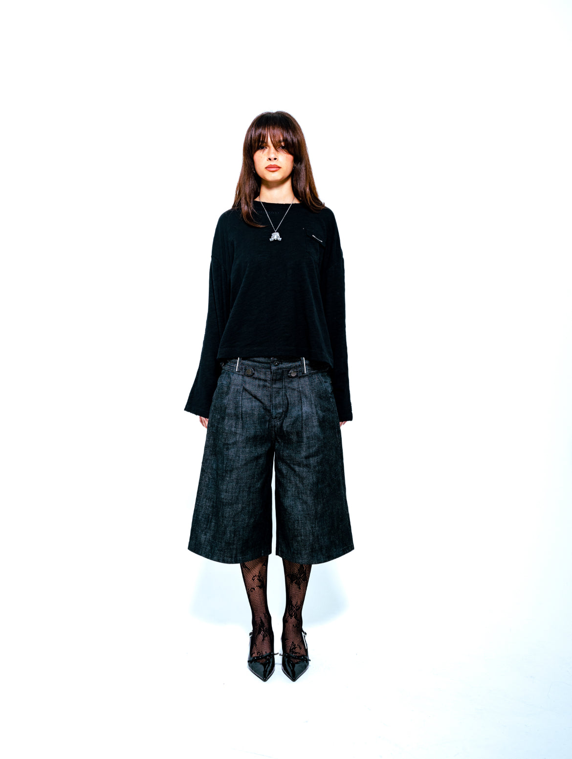 BLACK DOUBLE STITCHED BAMBOO SLUBBED LONG-SLEEVE (PRE-ORDER)