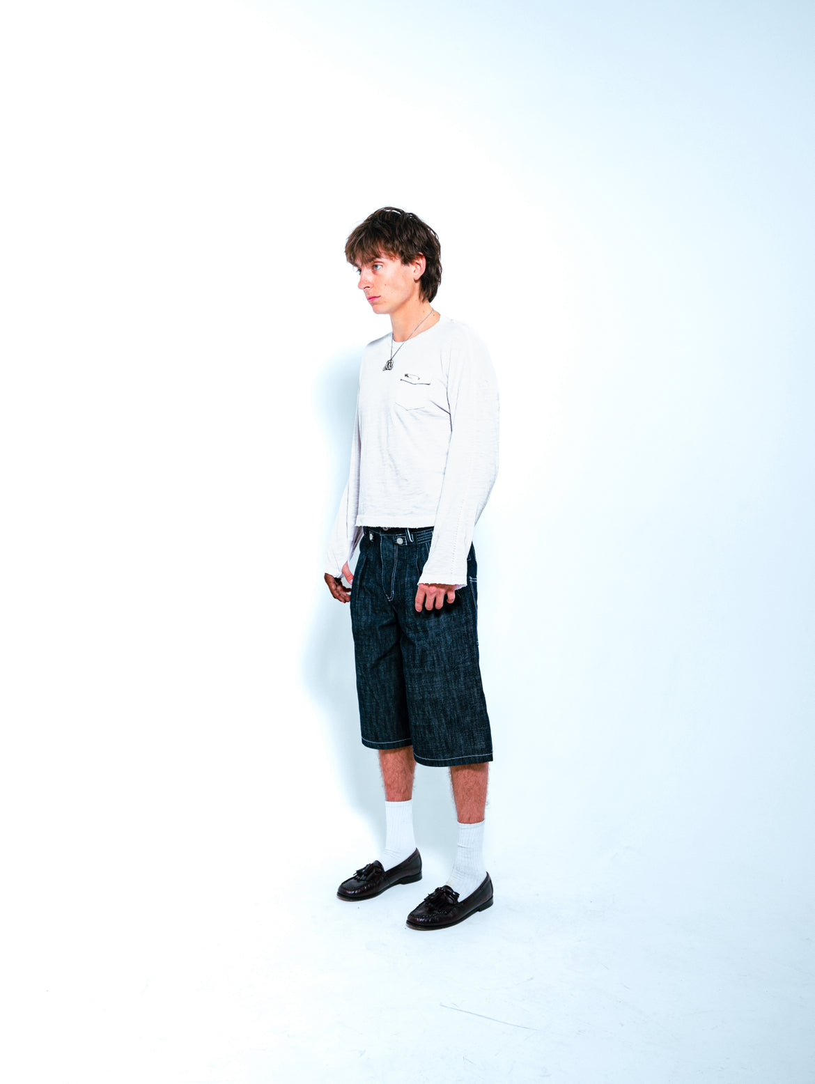 WHITE DOUBLE STITCH BAMBOO LONG-SLEEVE