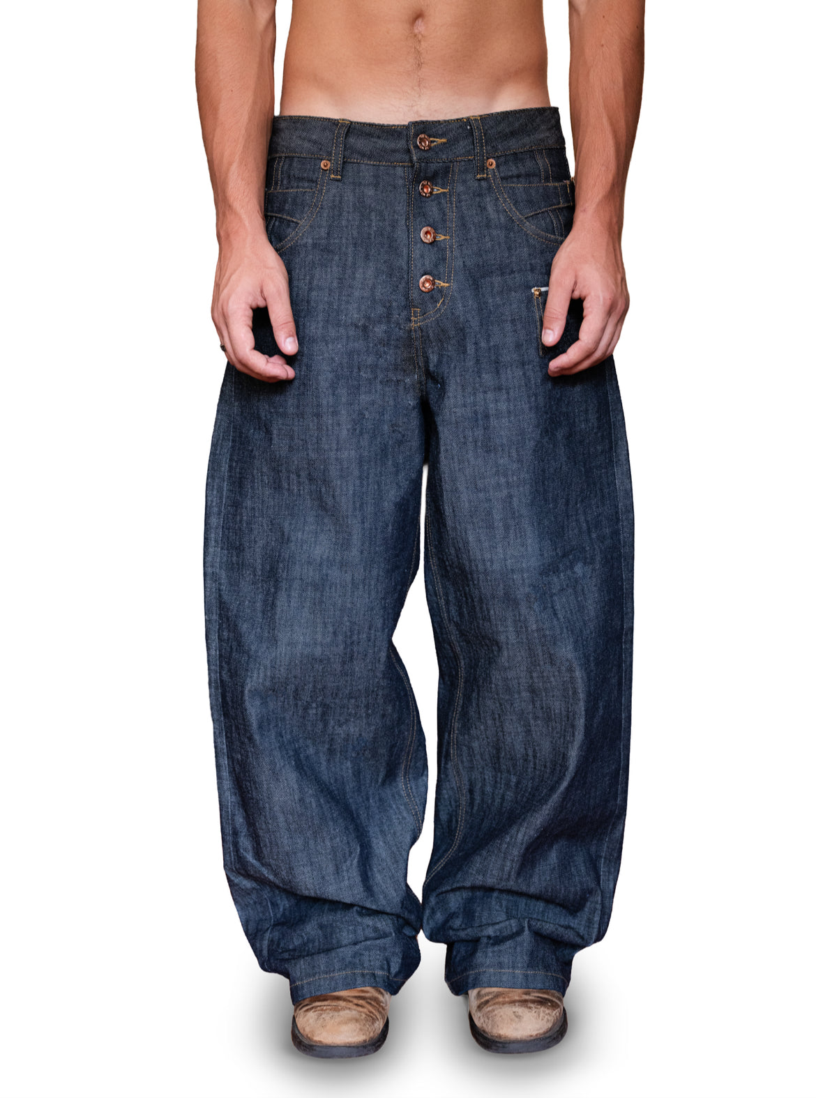 BYWIN RAW BAGGY JAPANESE SELVEDGE DENIM (SLUB INDIGO)