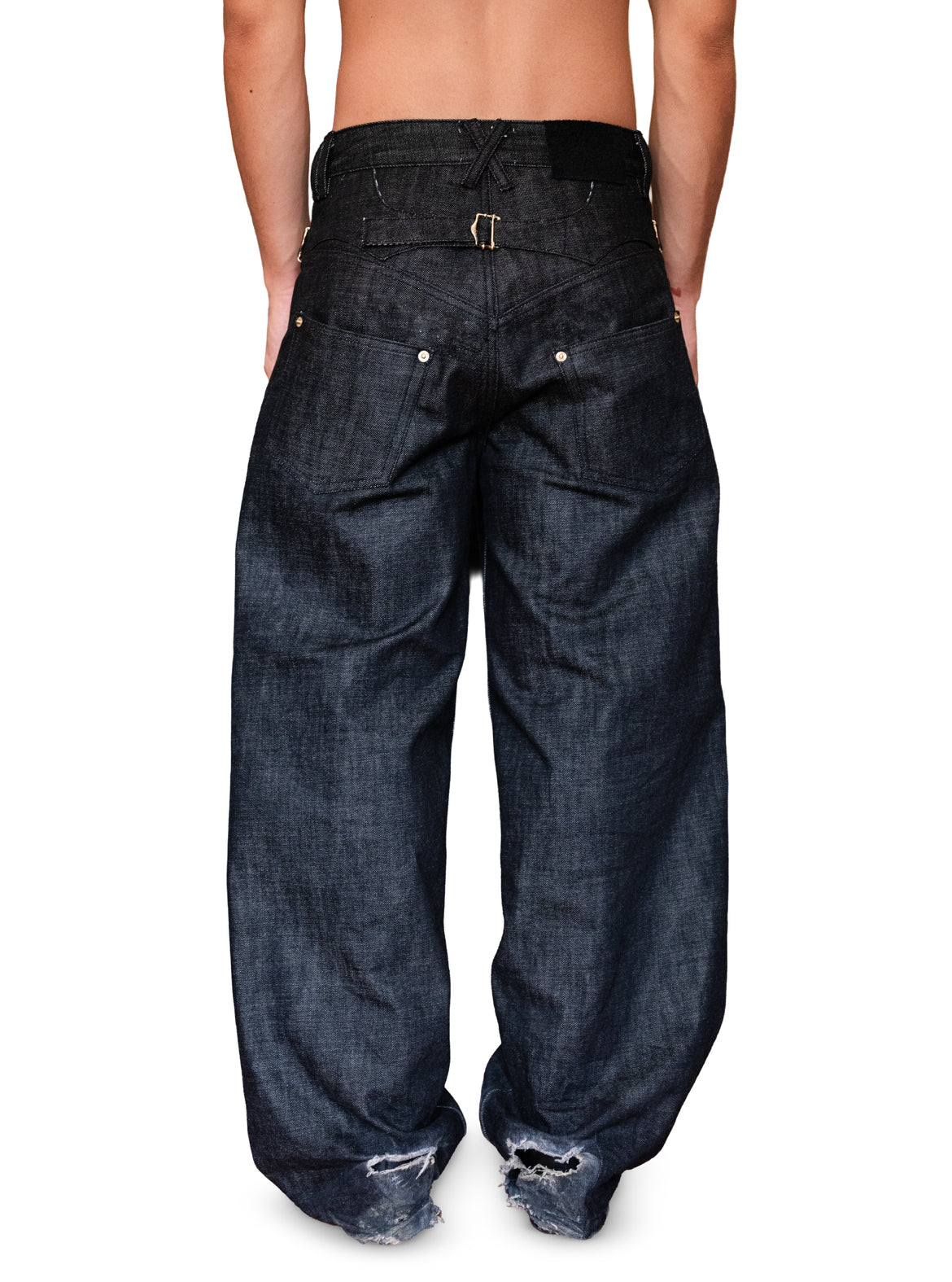 BYWIN RAW BAGGY JAPANESE SELVEDGE DENIM (CHARCOAL SLUB)