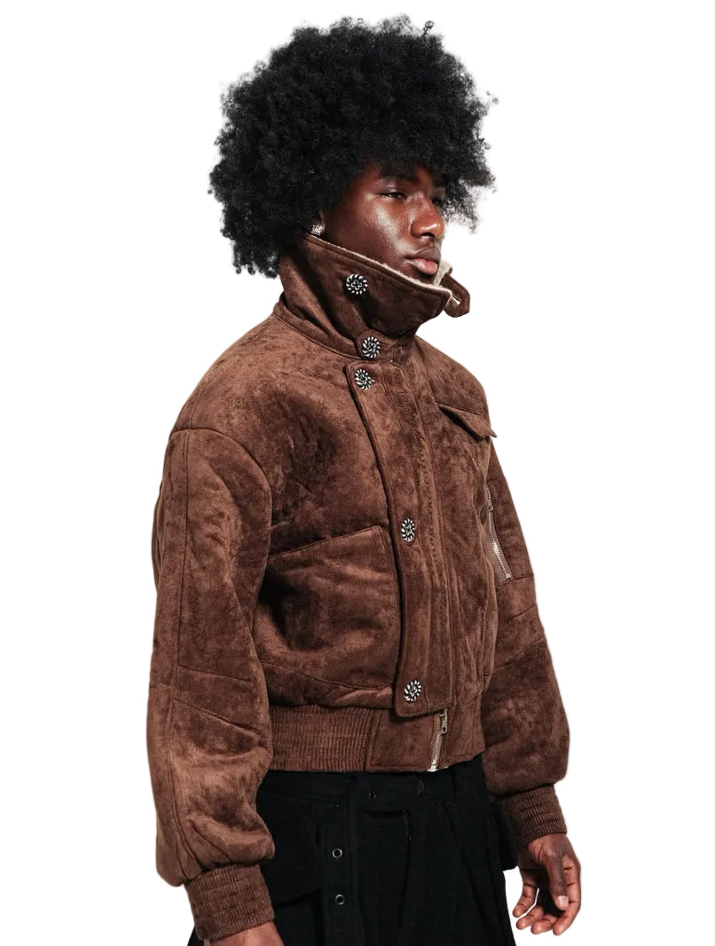 ÂM SHEARLING BOMBER JACKET (BROWN)