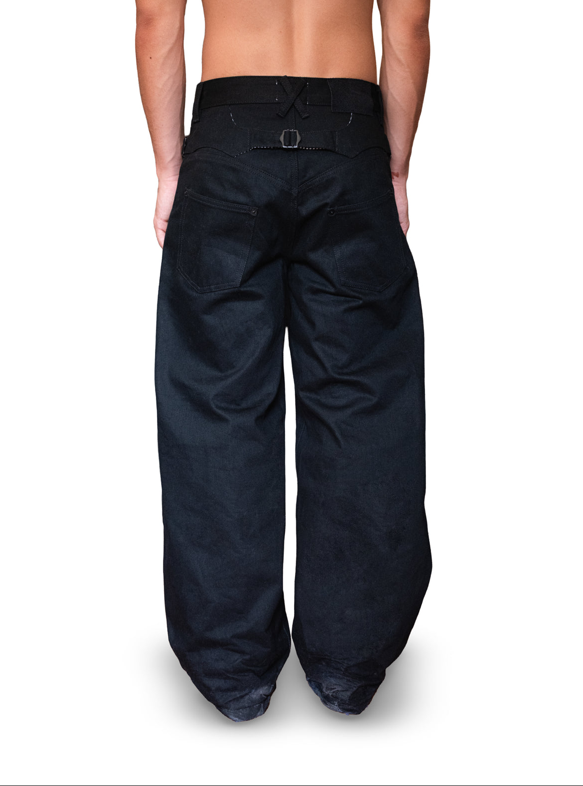 BYWIN RAW BAGGY JAPANESE SELVEDGE DENIM [JET BLACK]